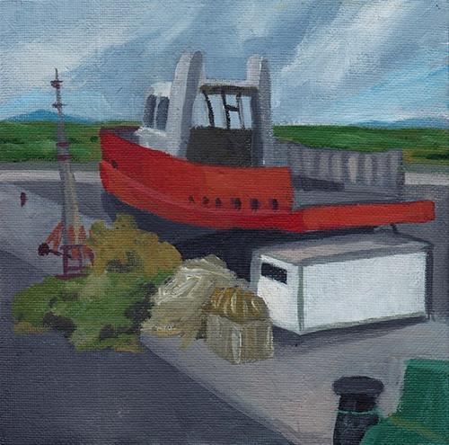 "Red Boat, Westport Quay" original fine art by J M Needham "Red Boat, Westport Quay" original fine art by J M Needham