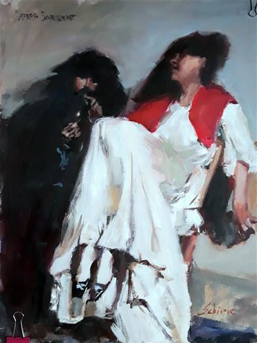 "copy of a Sargent painting ''the sulfur match''" original fine art by Richard Schiele "copy of a Sargent painting ''the sulfur match''" original fine art by Richard Schiele