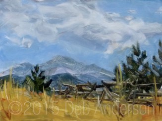 "Oil Painting: Split Rail to Longs Peak" original fine art by Deb Anderson "Oil Painting: Split Rail to Longs Peak" original fine art by Deb Anderson
