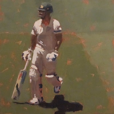 "BATSMAN 7 - Cricket at the MCG" original fine art by Helen Cooper "BATSMAN 7 - Cricket at the MCG" original fine art by Helen Cooper
