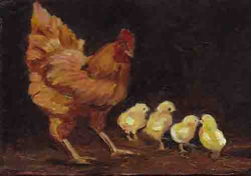 "Hen and Chicks" original fine art by Charlotte Yealey "Hen and Chicks" original fine art by Charlotte Yealey