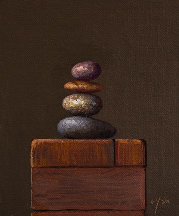 "Stacked Stones (Cairn) No. 2 (present moment)" original fine art by Abbey Ryan "Stacked Stones (Cairn) No. 2 (present moment)" original fine art by Abbey Ryan