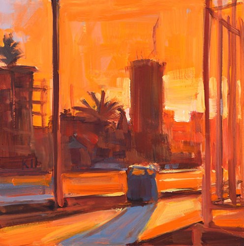 "Sunset, Downtown Skyline" original fine art by Kevin Inman "Sunset, Downtown Skyline" original fine art by Kevin Inman