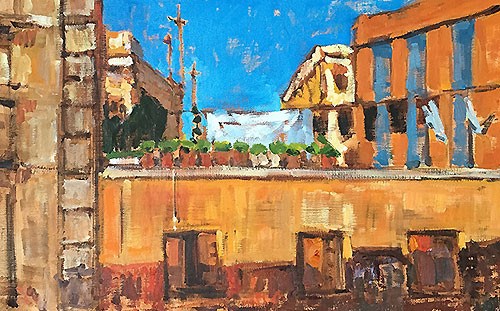 "The Laundry Scene" original fine art by Kevin Inman "The Laundry Scene" original fine art by Kevin Inman