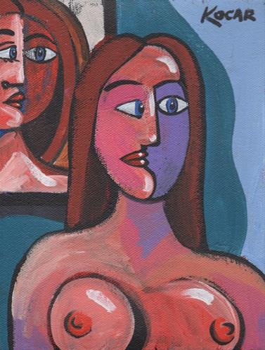 "Nude with portrait" original fine art by George Kocar "Nude with portrait" original fine art by George Kocar