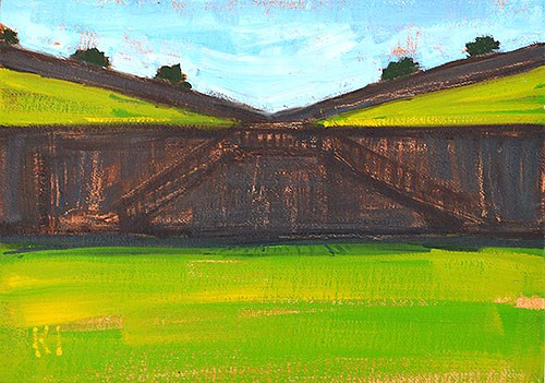 "Moat at Montjuic" original fine art by Kevin Inman "Moat at Montjuic" original fine art by Kevin Inman