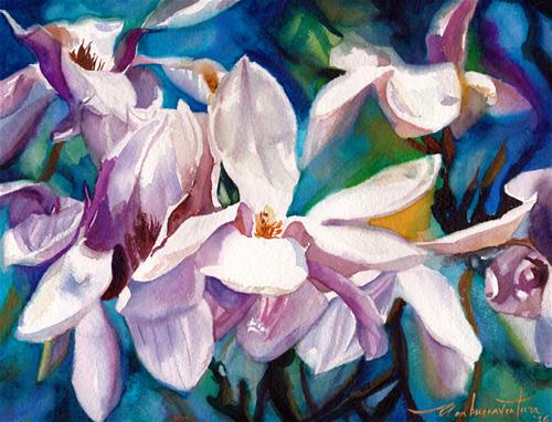 "Magnolias (from Botanical Gardens, New York)" original fine art by Ann Buenaventura "Magnolias (from Botanical Gardens, New York)" original fine art by Ann Buenaventura