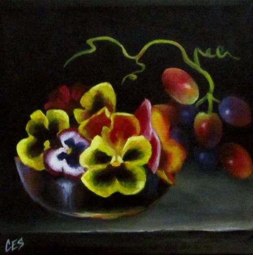 "Pansies in the Grape Dish" original fine art by ~ces~ Christine E. S. Code "Pansies in the Grape Dish" original fine art by ~ces~ Christine E. S. Code
