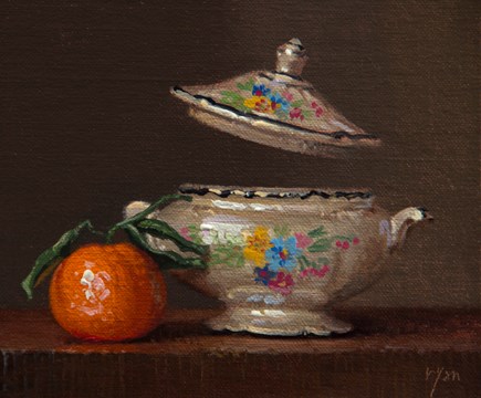 "Still Life with Tangerine and Sugar Bowl (magic is still possible) (+ Truth an amazing video abou" original fine art by Abbey Ryan "Still Life with Tangerine and Sugar Bowl (magic is still possible) (+ Truth an amazing video abou" original fine art by Abbey Ryan