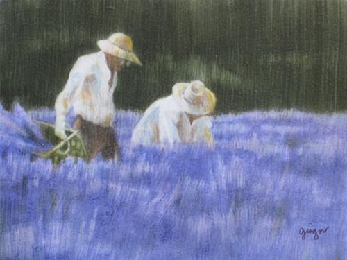 "Lavender Pickers VII" original fine art by Ginger Pena "Lavender Pickers VII" original fine art by Ginger Pena