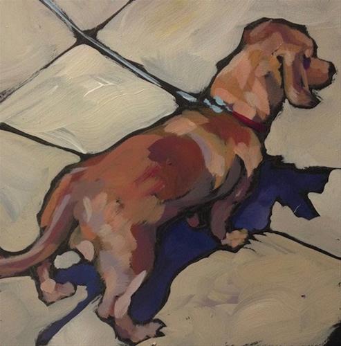 "Leashed Expectations" original fine art by Kat Corrigan "Leashed Expectations" original fine art by Kat Corrigan