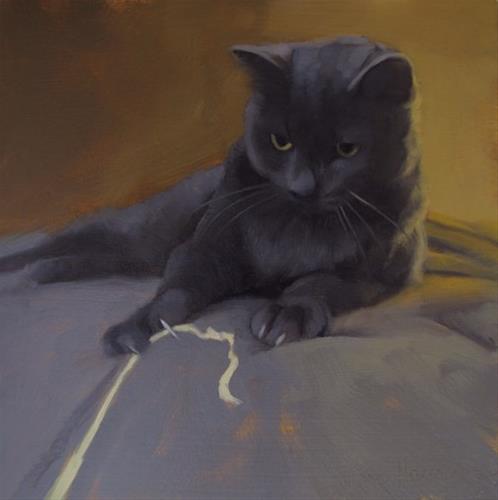 "Coco Pulls the String" original fine art by Diane Hoeptner "Coco Pulls the String" original fine art by Diane Hoeptner