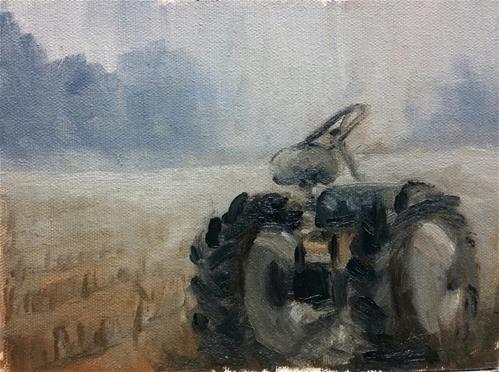 "Parts tractor in the fog-study" original fine art by Veronica Brown "Parts tractor in the fog-study" original fine art by Veronica Brown
