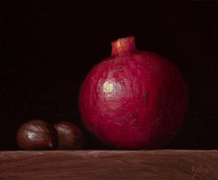"Still life with Pomegranate and Chestnuts" original fine art by Abbey Ryan "Still life with Pomegranate and Chestnuts" original fine art by Abbey Ryan