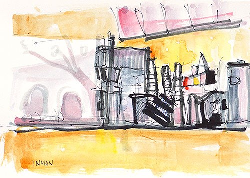 "Saturday at Starbucks" original fine art by Kevin Inman "Saturday at Starbucks" original fine art by Kevin Inman