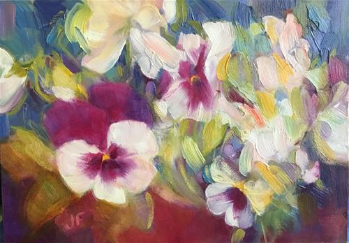 "Happy Pansies" original fine art by Jean Fitzgerald "Happy Pansies" original fine art by Jean Fitzgerald