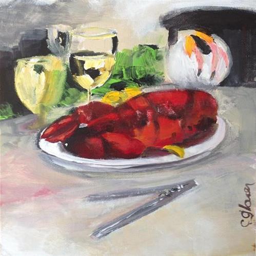 "Lobstah Dinnah" original fine art by christina glaser "Lobstah Dinnah" original fine art by christina glaser