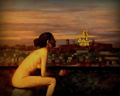 "Montmartre Rooftop Nude" original fine art by David Larson Evans "Montmartre Rooftop Nude" original fine art by David Larson Evans