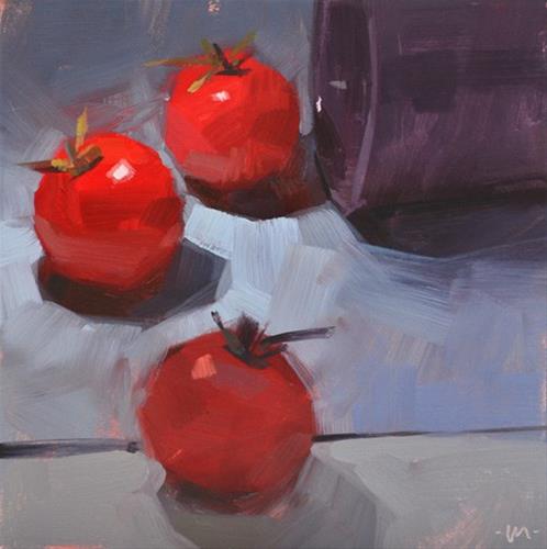 "Curiosity Killed the Tomato" original fine art by Carol Marine "Curiosity Killed the Tomato" original fine art by Carol Marine