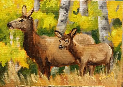 "Mom and Me-elk study" original fine art by Veronica Brown "Mom and Me-elk study" original fine art by Veronica Brown