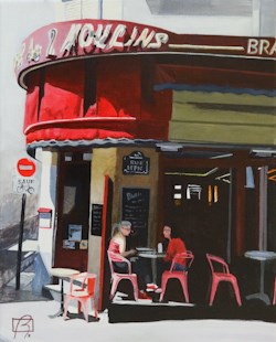 "Cafe des 2 Moulins" original fine art by Andre Beaulieu "Cafe des 2 Moulins" original fine art by Andre Beaulieu