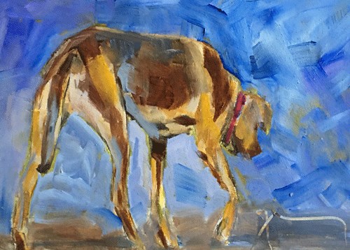 "Rhodesian Ridgeback" original fine art by Gigi . "Rhodesian Ridgeback" original fine art by Gigi .