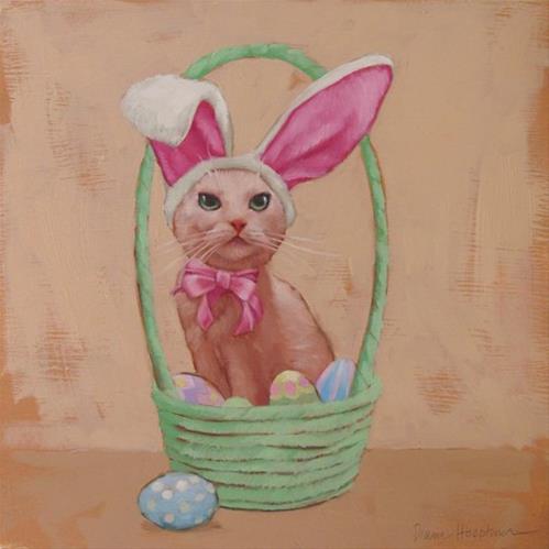 "Holiday Cats, Easter Cat" original fine art by Diane Hoeptner "Holiday Cats, Easter Cat" original fine art by Diane Hoeptner