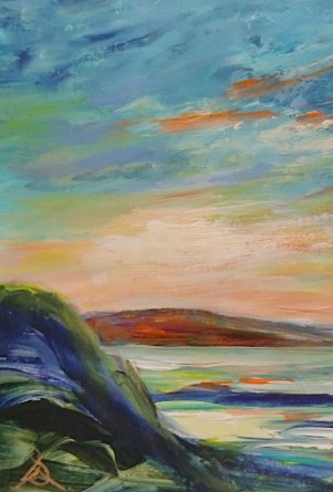 "5035 - Matted - Evening Glow" original fine art by Sea Dean "5035 - Matted - Evening Glow" original fine art by Sea Dean