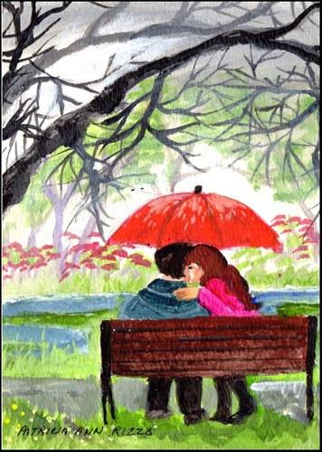 "Love in the Rain" original fine art by Patricia Ann Rizzo "Love in the Rain" original fine art by Patricia Ann Rizzo