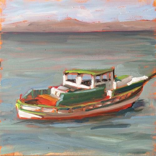 "Green Trawler" original fine art by Deborah Newman "Green Trawler" original fine art by Deborah Newman