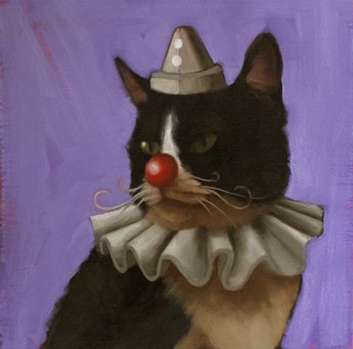 "Tuxedo Clown, character cat no. 3" original fine art by Diane Hoeptner "Tuxedo Clown, character cat no. 3" original fine art by Diane Hoeptner