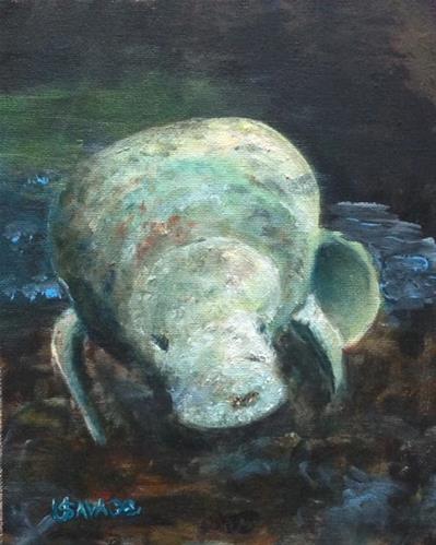 "Oh Manatee" original fine art by Judy Usavage "Oh Manatee" original fine art by Judy Usavage