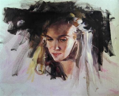 "head sketch/ Linda" original fine art by Richard Schiele "head sketch/ Linda" original fine art by Richard Schiele