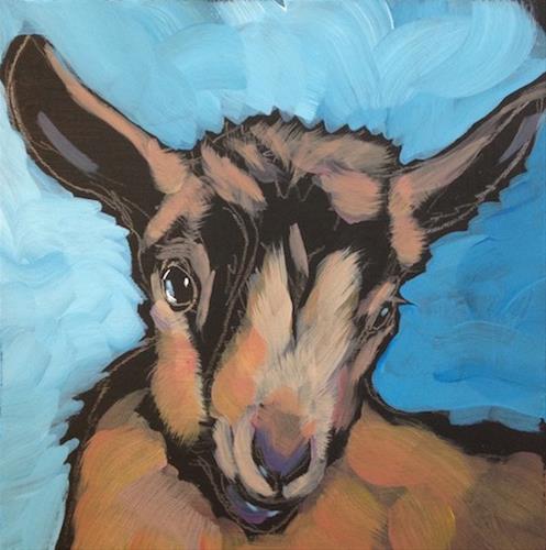 "March 15 Office Baby Goat" original fine art by Kat Corrigan "March 15 Office Baby Goat" original fine art by Kat Corrigan