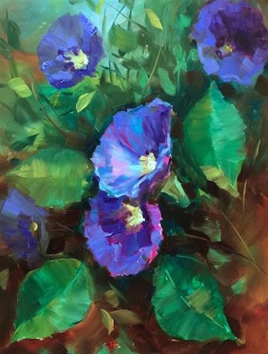 "Painting Online and Blue Mystery Morning Glories - Nancy Medina Art Classes and Videos" original fine art by Nancy Medina "Painting Online and Blue Mystery Morning Glories - Nancy Medina Art Classes and Videos" original fine art by Nancy Medina