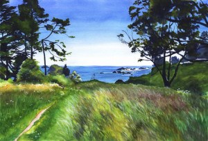 "Secret Trail to the Beach" original fine art by Mariko Irie "Secret Trail to the Beach" original fine art by Mariko Irie