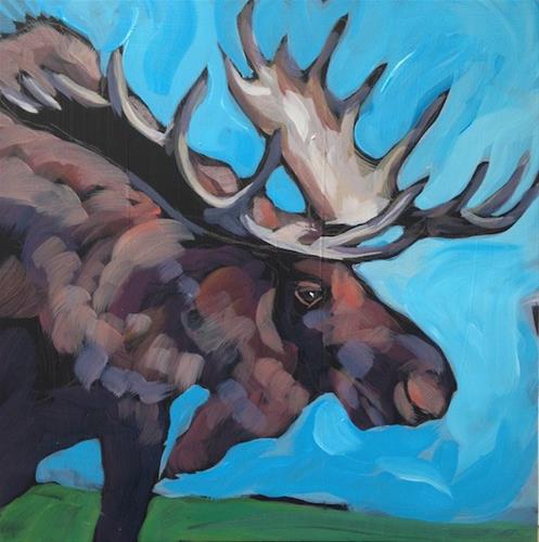 "Blue Moose" original fine art by Kat Corrigan "Blue Moose" original fine art by Kat Corrigan