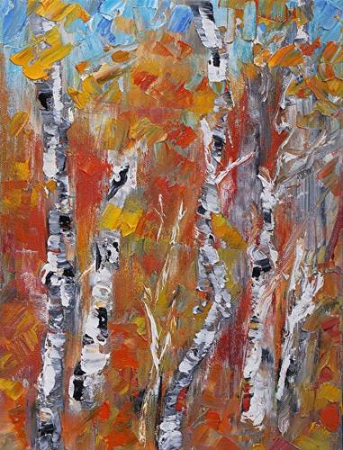 "Essence Original Impressionism Palette Knife Aspen Tree Painting by Colorado Impressionist Judith" original fine art by Judith Babcock "Essence Original Impressionism Palette Knife Aspen Tree Painting by Colorado Impressionist Judith" original fine art by Judith Babcock