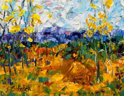 "Original Palette Knife Aspen Landscape Painting High Plains III by Colorado Impressionist Judith B" original fine art by Judith Babcock "Original Palette Knife Aspen Landscape Painting High Plains III by Colorado Impressionist Judith B" original fine art by Judith Babcock