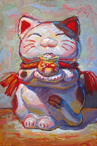 "Maneki Neko with Pot" original fine art by Raymond Logan "Maneki Neko with Pot" original fine art by Raymond Logan