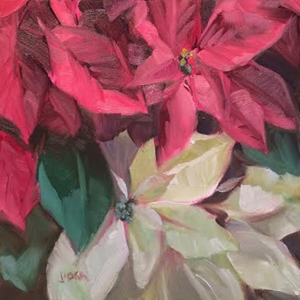 "Poinsettia #3" original fine art by Elaine Juska Joseph "Poinsettia #3" original fine art by Elaine Juska Joseph