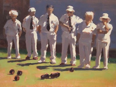 "STATE of PLAY - Lawn Bowls" original fine art by Helen Cooper "STATE of PLAY - Lawn Bowls" original fine art by Helen Cooper