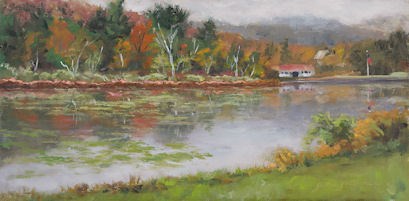 "Mountain Mist Beyond the Lake" original fine art by Jamie Williams Grossman "Mountain Mist Beyond the Lake" original fine art by Jamie Williams Grossman