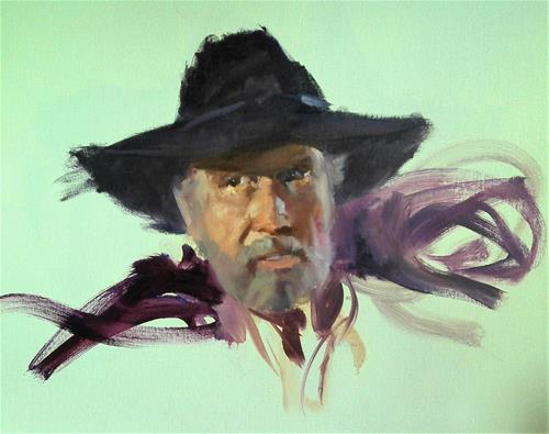 "head sketch of cowboy" original fine art by Richard Schiele "head sketch of cowboy" original fine art by Richard Schiele