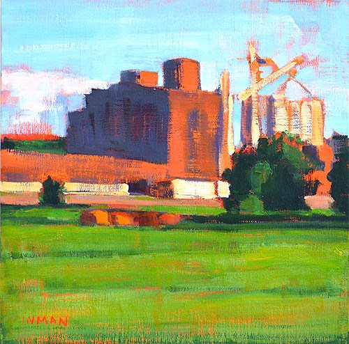 "Grain Elevator, Oklahoma" original fine art by Kevin Inman "Grain Elevator, Oklahoma" original fine art by Kevin Inman