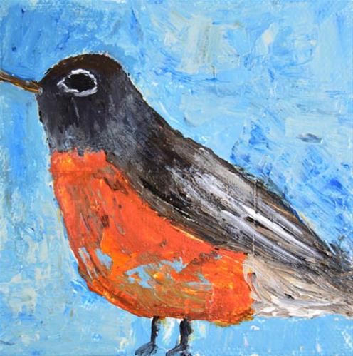 "Robin bird No 52" original fine art by Katie Jeanne Wood "Robin bird No 52" original fine art by Katie Jeanne Wood