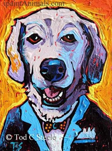 "Lab Painting, Dog Painting, 'Sir Newton Butzniff' - 8x6 - by Tod C Steele" original fine art by Tod Steele "Lab Painting, Dog Painting, 'Sir Newton Butzniff' - 8x6 - by Tod C Steele" original fine art by Tod Steele