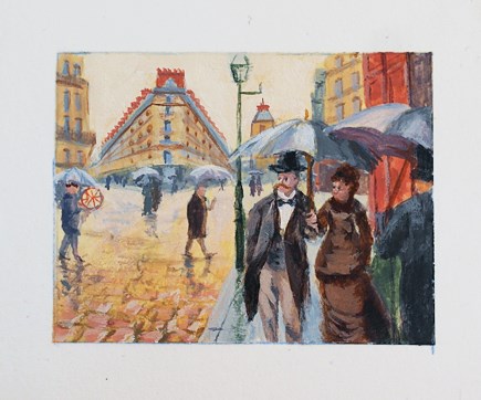 "Miniature Painting — Paris Street Scene after Caillebotte" original fine art by Jamie Williams Grossman "Miniature Painting — Paris Street Scene after Caillebotte" original fine art by Jamie Williams Grossman