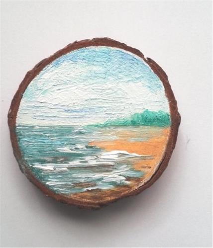 "Mini Oil Painting Waves on Beach" original fine art by Camille Morgan "Mini Oil Painting Waves on Beach" original fine art by Camille Morgan
