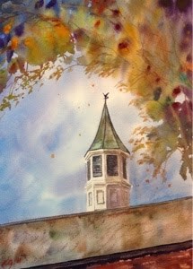 "#3/30 in 30 - Fine Arts Tower" original fine art by Lyn Gill "#3/30 in 30 - Fine Arts Tower" original fine art by Lyn Gill